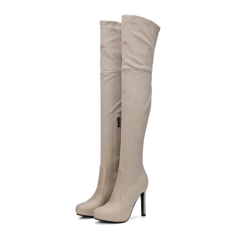 Elegant Pumps Boot 2022Autumn Winter New Elastic Knee Boot Large43 Long Boot Slim Fashion Women Boot Sexy Slim Heels Women Shoe