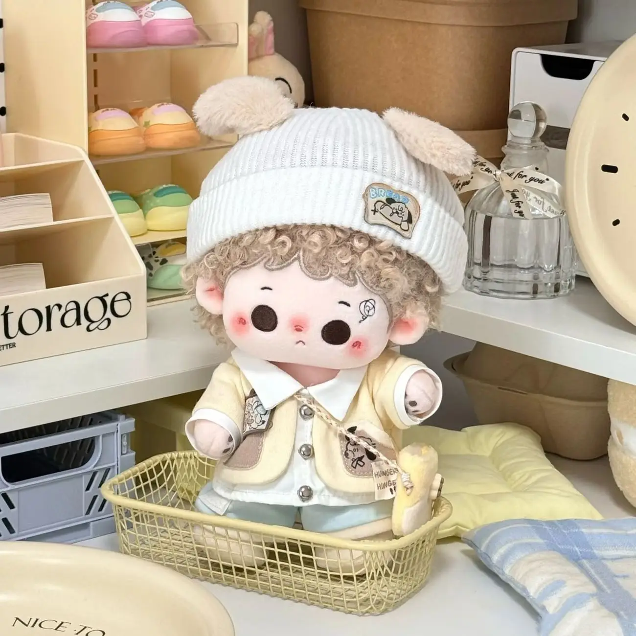 20cm Cotton Doll Clothes 5-Piece Set Cute Kawaii Plush Doll Outfit Hat Shirt Pants Backpack Shoes Replacement Costume