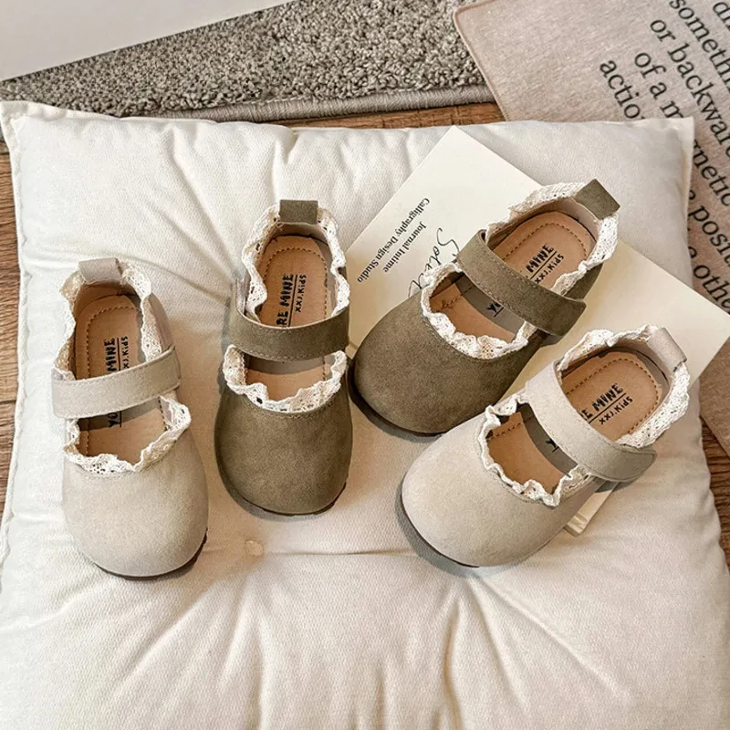 

Spring Autumn Kids Flats Shoes Ruffles Shallow Toddler Girls Princess Soft Hook Loop Slip Children Single Shoe zapatos de niña
