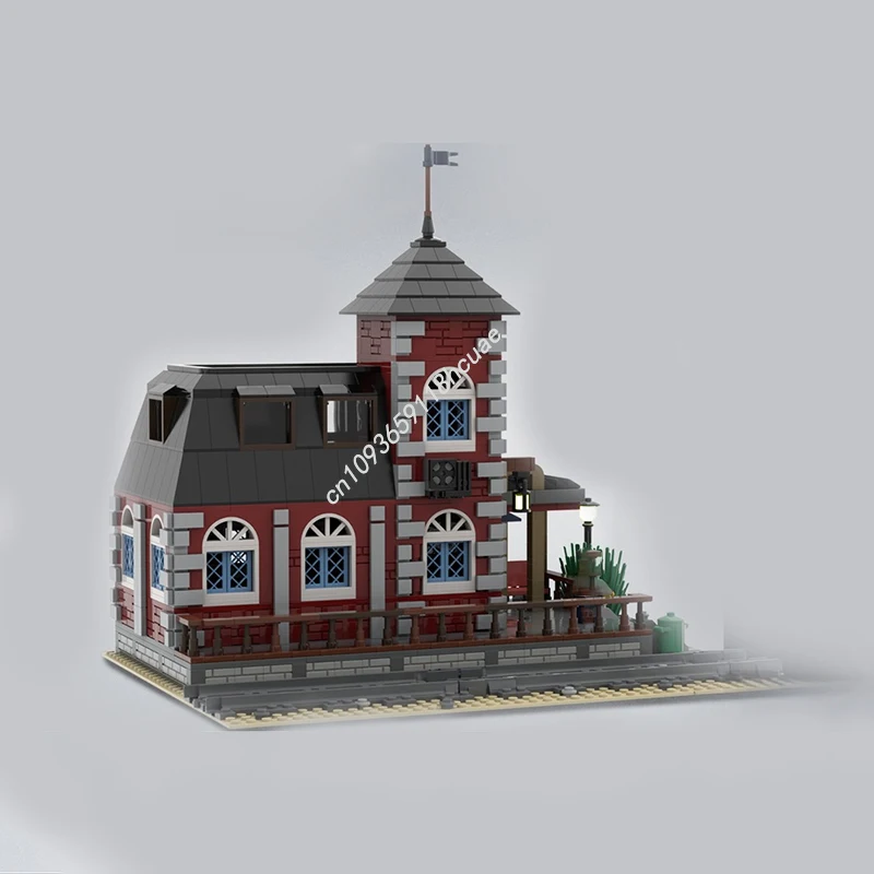 1305 Uds. MOC City Country estación de tren modelo Modular bloques de construcción ladrillos apilables juguetes educativos creativos regalo para niños Diy