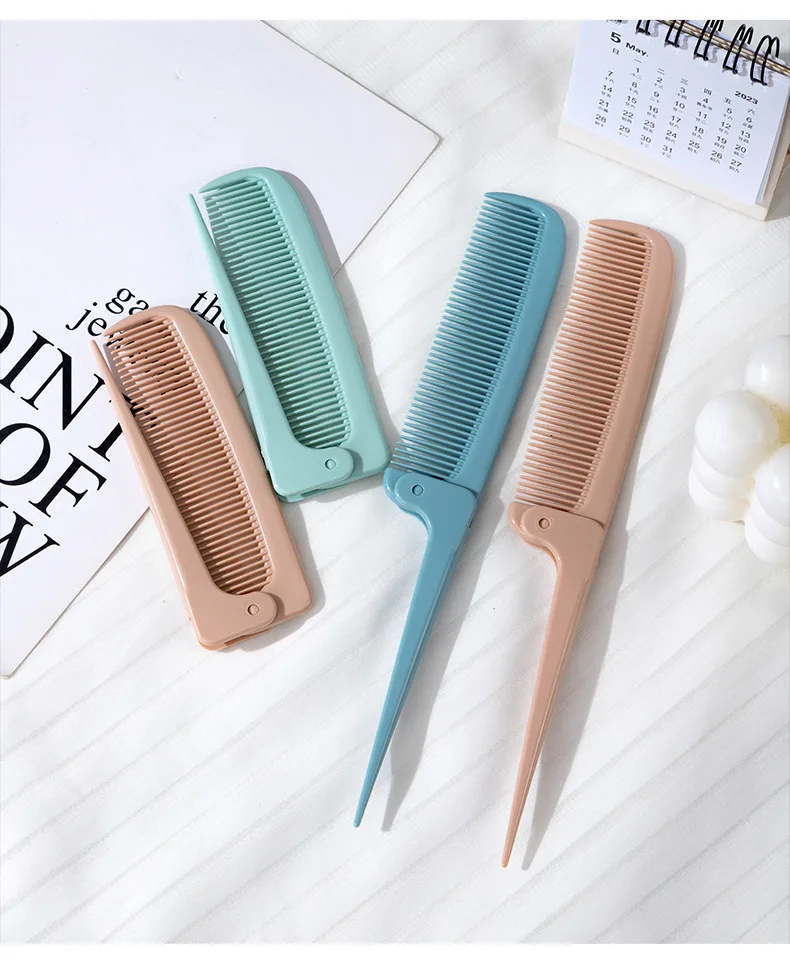 Children Foldable Massage Hair Comb Anti Static Hairdressing Girls Hairpin Portable Pointed Tail Comb Brush Styling Accessorie