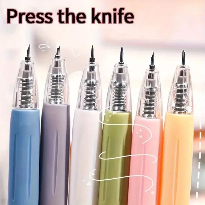 5PCS Press Pen Utility Knife Set Sticker Scrapbook Cutting Tools School DIY Art Supplies Compact and Practical Cutting Knife