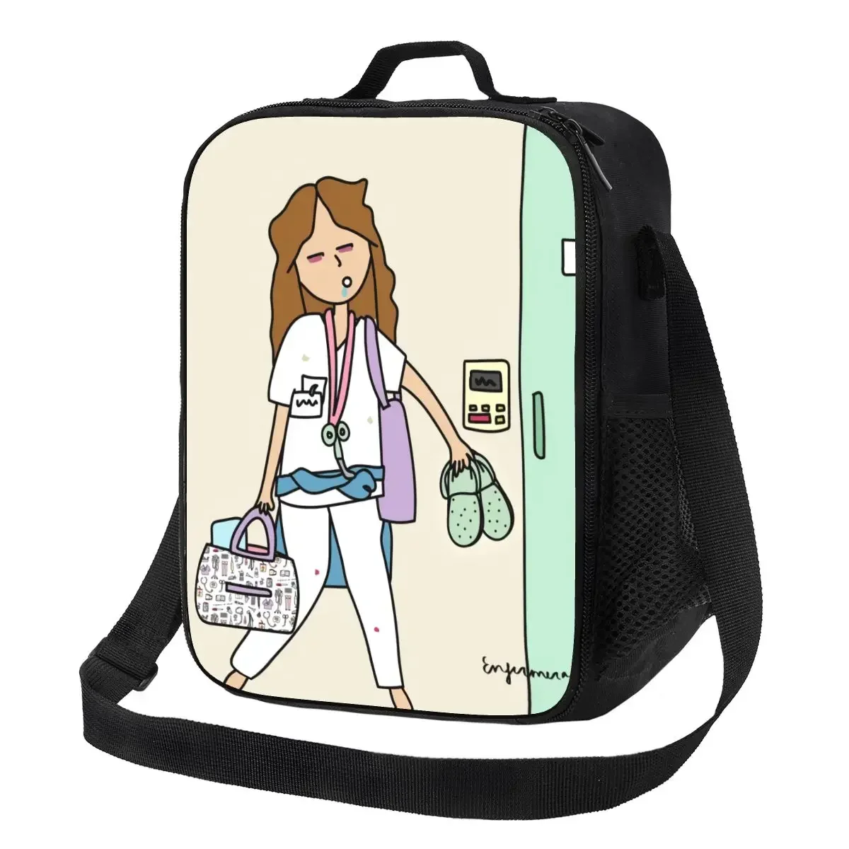

Enfermera En Apuros Doctor Nurse Insulated Lunch Tote Bag for Portable Cooler Thermal Food Lunch Box Work School Travel