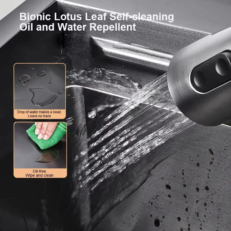 حوض مطبخ سميك من الفولاذ المقاوم للصدأ بفتحة واحدة متعدد الوظائف مقاوم للخدش حوض مطبخ شلال