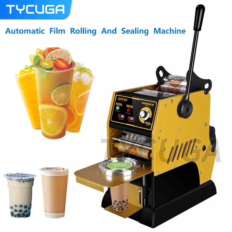 Manual Paper/Plastic Sealing Cup Sealer Automatic Film Rolling Cup Sealing Machine For Commercial Coffee/Juice/Milk Tea Shop220V