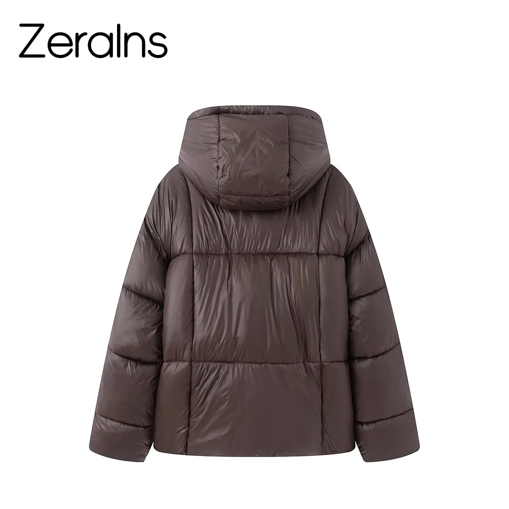 ZERAINS зимняя женская теплая и плотная хлопковая одежда во французском стиле с воротником-стойкой и капюшоном, длинными рукавами во французском стиле