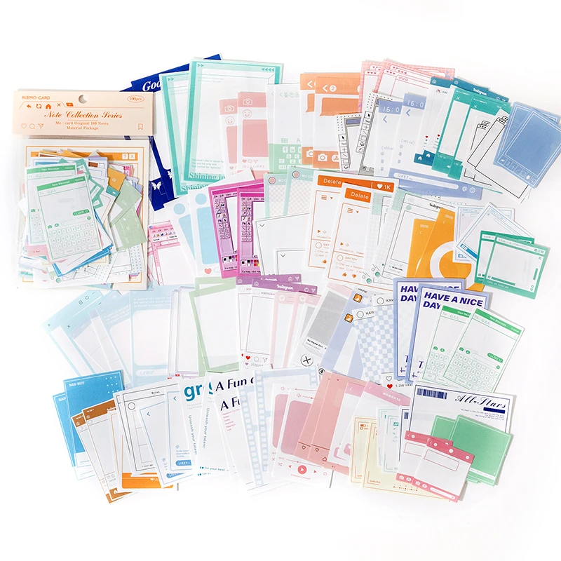 JIANQI 100 stks/pak Vintage Memo Papier Set DIY Scrapbooking Schoolbenodigdheden Decor Junk Journal Markering Briefpapier Notities Papier