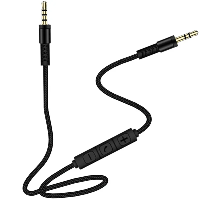 1.2m Audio Cable 3.5mm to Jack 3.5mm Speaker Line Aux Cable Male to Male with Mic to volume control for Headphone Car speaker