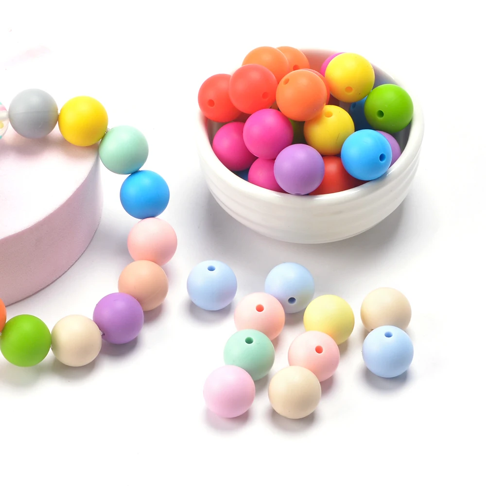 LOFCA 50Pcs/Lot Silicone Bead 9/12/15MM Used In Jewelry Making Necklace Bracelets Keychain Jewelry Accessories