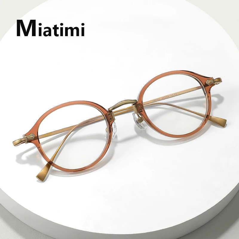 

2026 Fashion Retro Round Luxury Pure Titanium Acetate Glasses frame Eyeglasses Frames For Men Women Spectacles