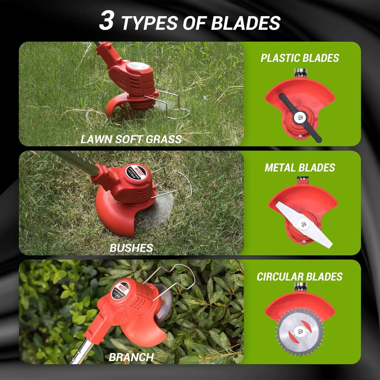 Lithium Garden Tools Electric Powered Lawn Mower Grass Brush Cutter Weed Battery Power String Trimmer