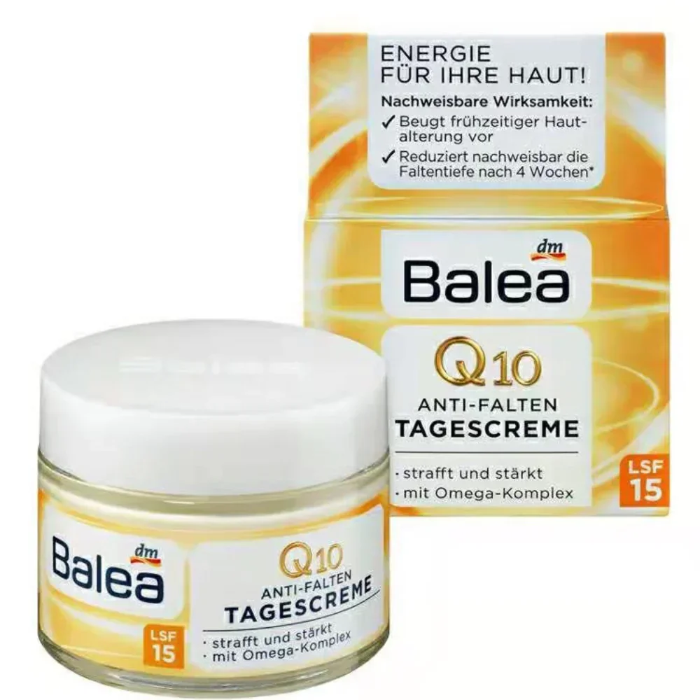 

Дневной крем Balea с коэнзимом Q10, 50 мл, 24-часовое глубокое увлажнение, против морщин, лифтинг, подтягивающий эффект, антивозрастной уход за кожей лица
