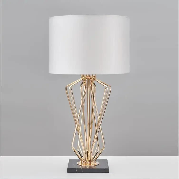 Postmodern Led Table Lamp Contemporary Desk Bedside Metal Lamp Marble Base Luminaire White Black