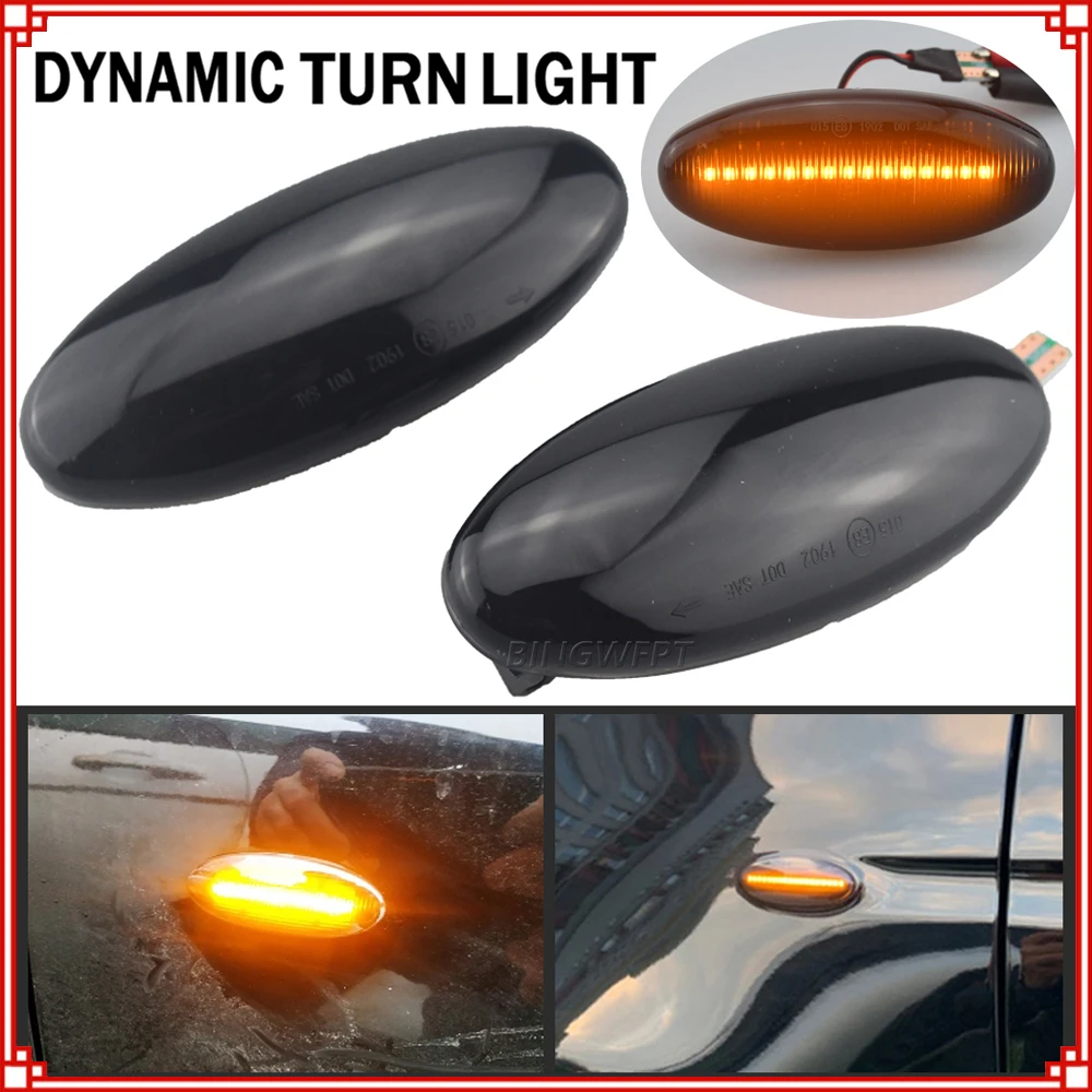 2Piece LED Dynamic Side Marker Light Turn Signal Lamp For Nissan Navara D22 NP300 1998-2005 Datsun Frontier Fiera PickUp Terrano