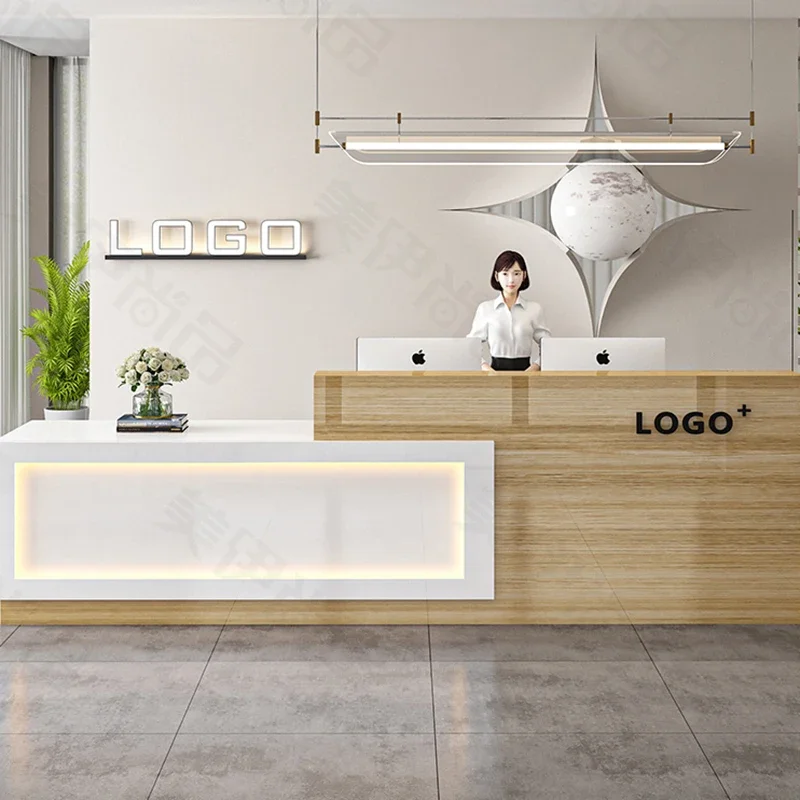 Luxury Modern Reception Desk Display Salon Reception Desk Beauty Office Trendy Aesthetic Display Bancone Commercial Furniture
