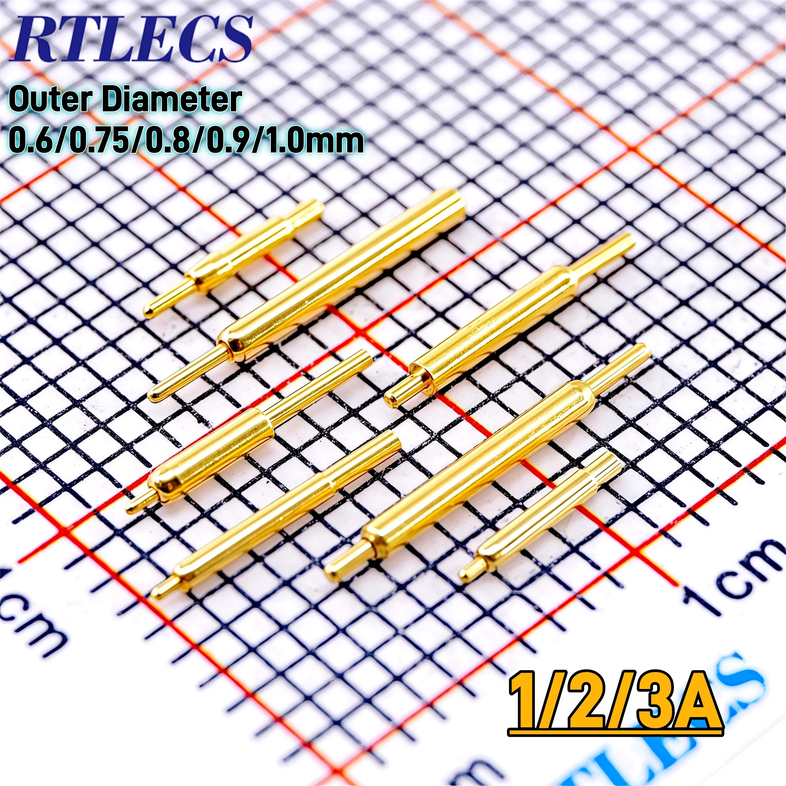 2/10 Piezas Conector Pogo Pin con Resorte de 1.0 MM de Diámetro Exterior, Pogo Pin Discreto Individual para Soldar, Diámetro Total 0.6 0.75 0.8 0.9 1 MM