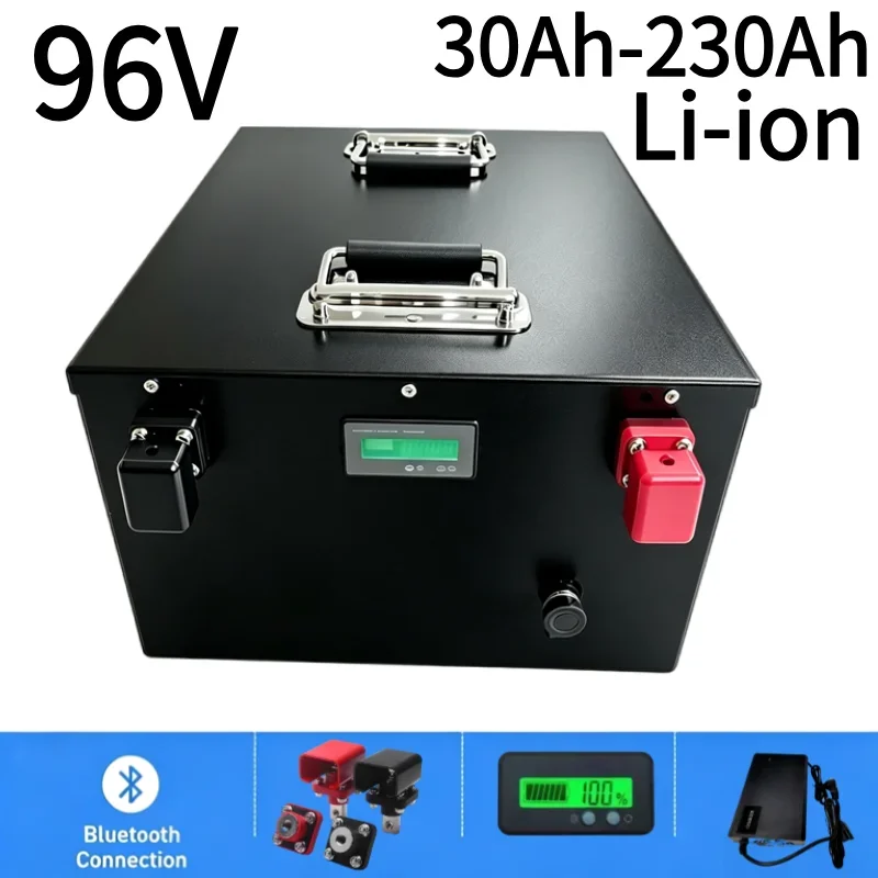 96V Lithium Ion Battery Pack 30Ah-230Ah Integrated Bluetooth BMS With Matching Charger Power Supply For 5000W Motor AGV Robot El