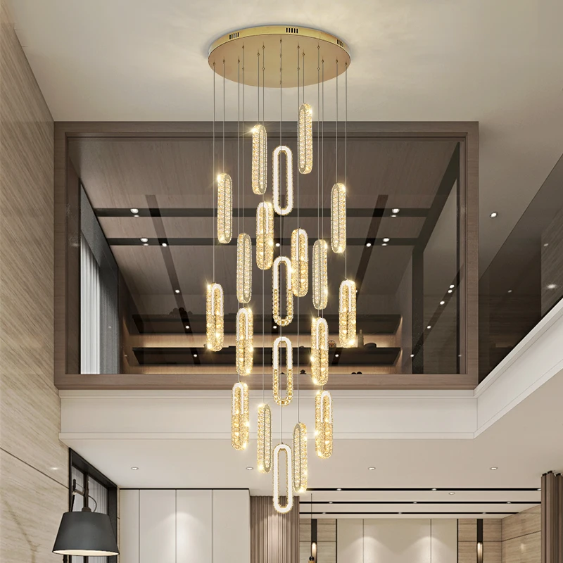 

Duplex building large chandelier villa living room chandelier crystal chandelier staircase chandelier long chandelier