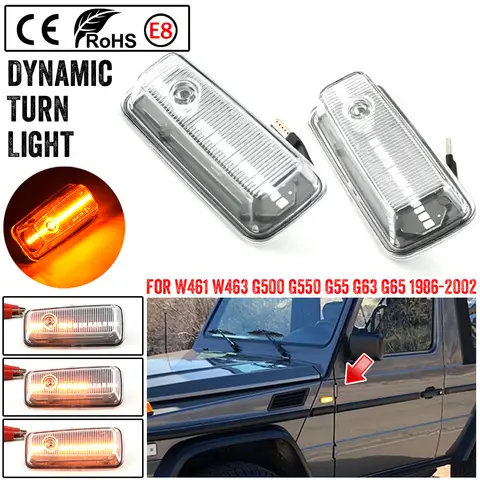 LED 다이내믹 사이드 마커 리피터 라이트, 방향 지시등, 메르세데스 벤츠 G 클래스 W463 W461 G500 G550 G55 G63 G65 1986-2002, 2 개 LED 다이내믹 사이드 마커 리피터 라이트, 방향 지시등, 메르세데스 벤츠 G 클래스 W463 W461 G500 G550 G55 G63 G65 1986-2002, 2 개