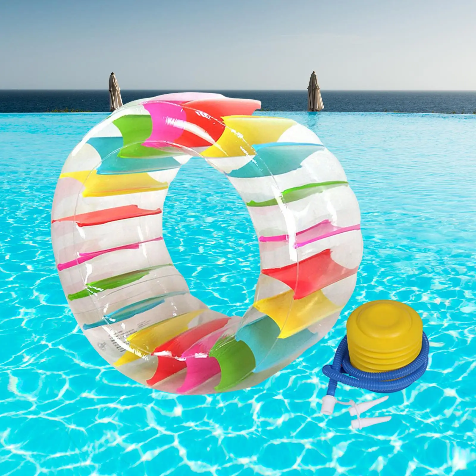 Inflatable Water Wheel Giant Swimming Pool Float Water Float Inflatable Water Roller for Lawn River Grass Playing Backyard Yard image 3