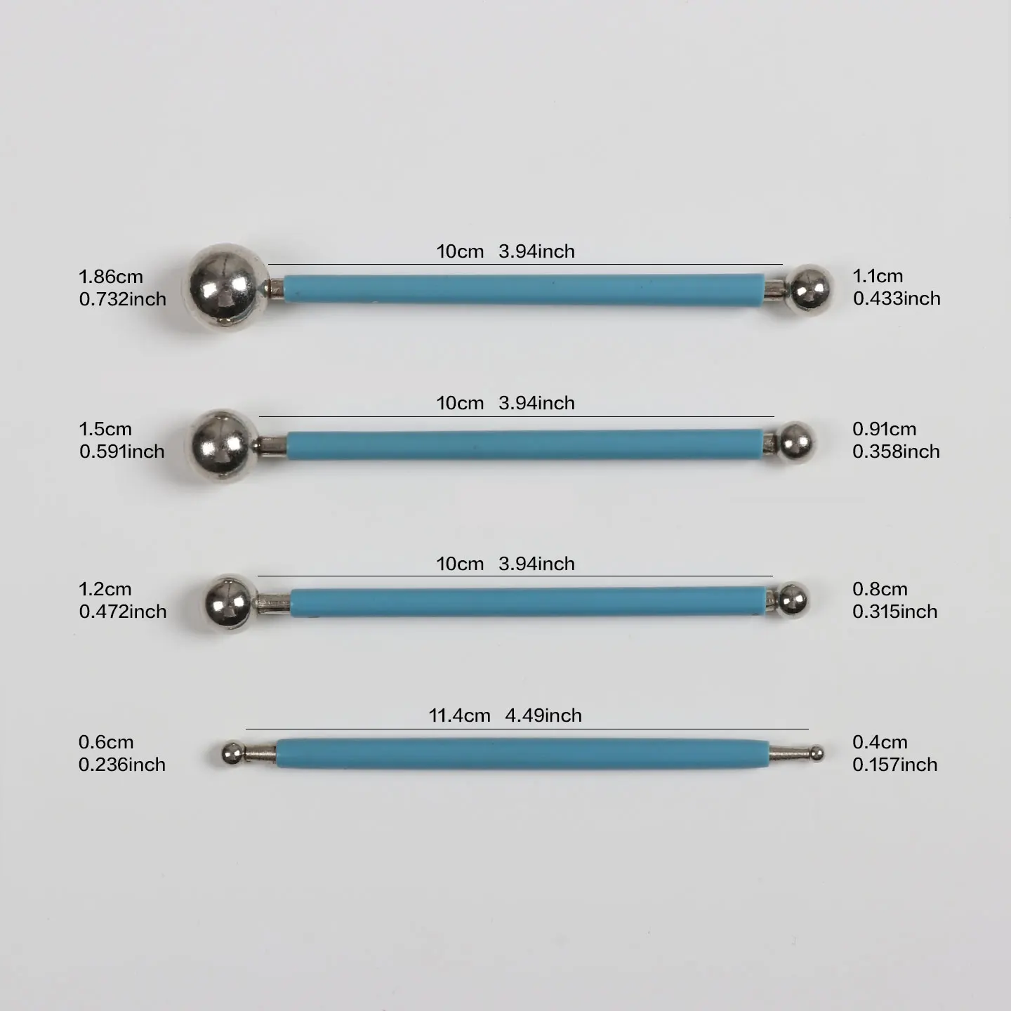 Ultralight Clay Polymer Clay Modeling Tools 4 Pieces 8 Head Solid Round Bead Carving Set Steel Ball Pen Press Ball Socket