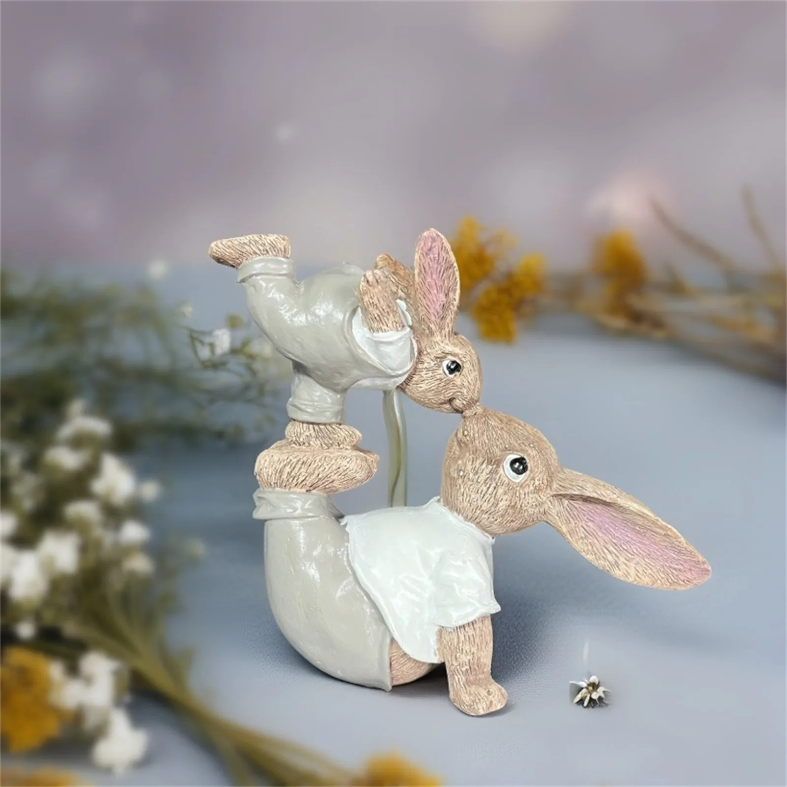 

New Cute Animal Ornaments Resin Crafts Desktop Garden Decoration Mother Father's Day Gift Decorative Bunny Collectible Figurine
