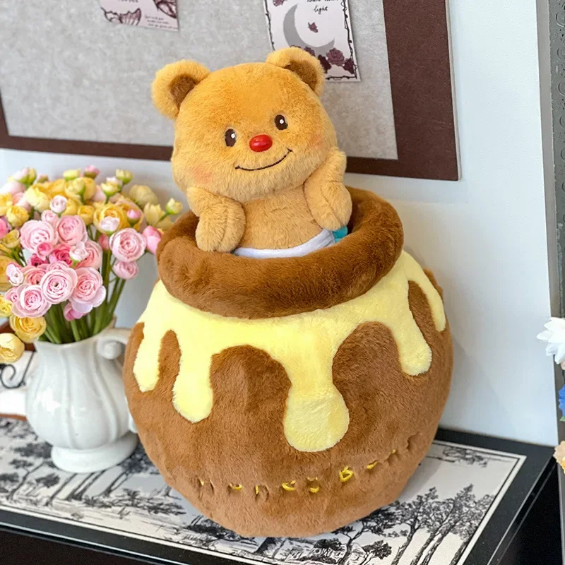 3Size Butter bear Stuffed Honey Pot Plush Toys Baby Cute Dress Dolls Gifts Birthday Wedding Party Decor Easter children gift