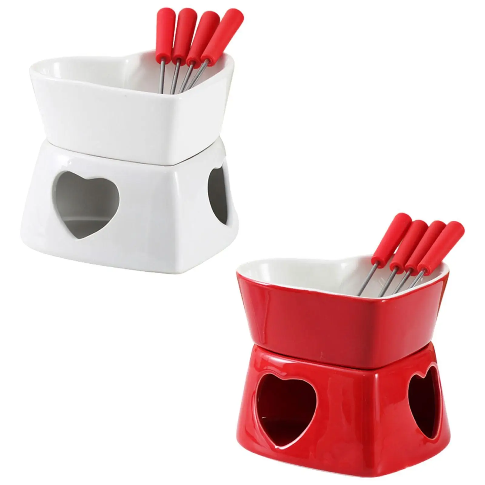 Pottery Fire Boiler Bowl with 4 Forks for Party Supplies Wedding Kitchen