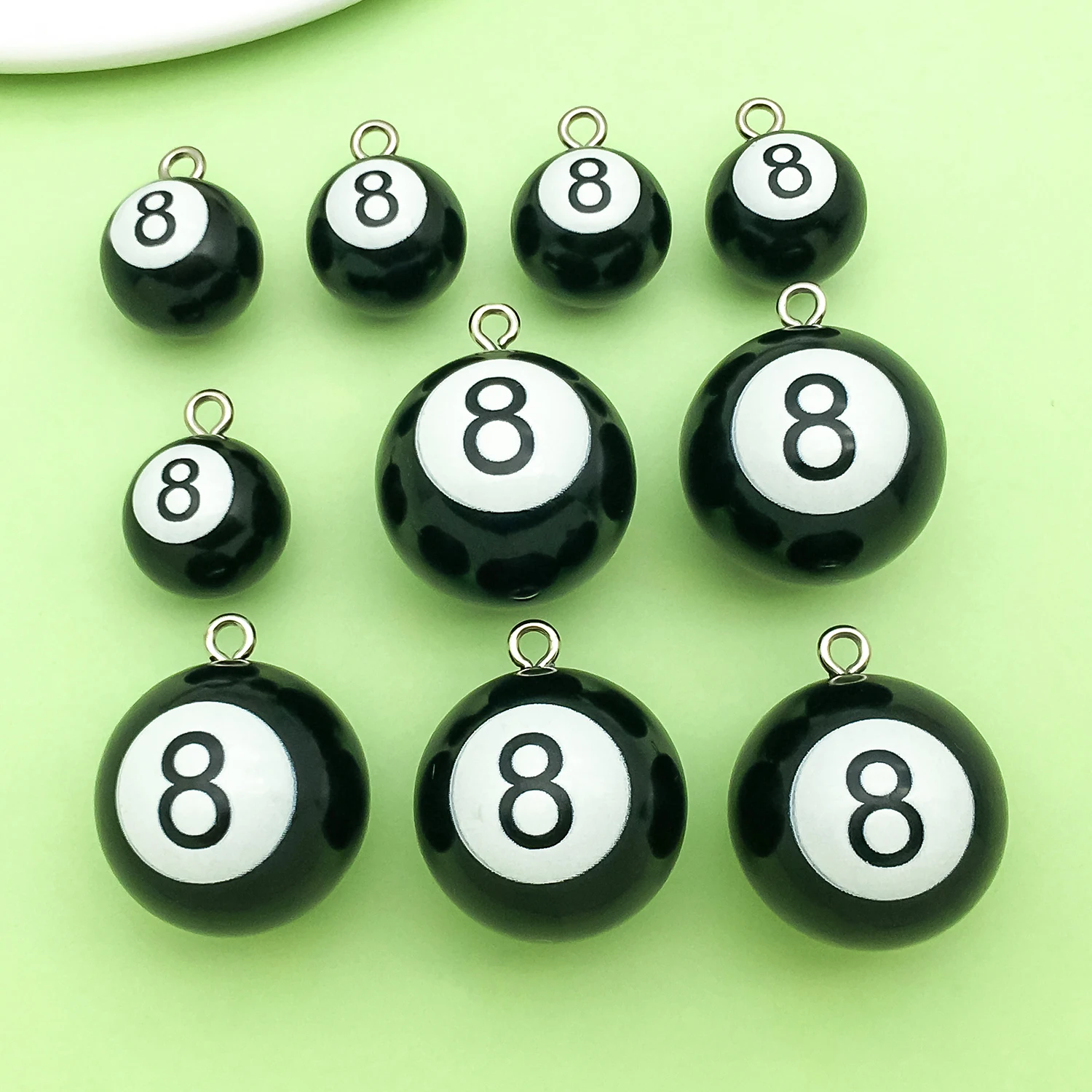 10pcs Number 8 Billiard Ball Charms Resin 3D Sports Number Pendants for DIY Bracelet Necklace Earrings Jewelry Making Accessory