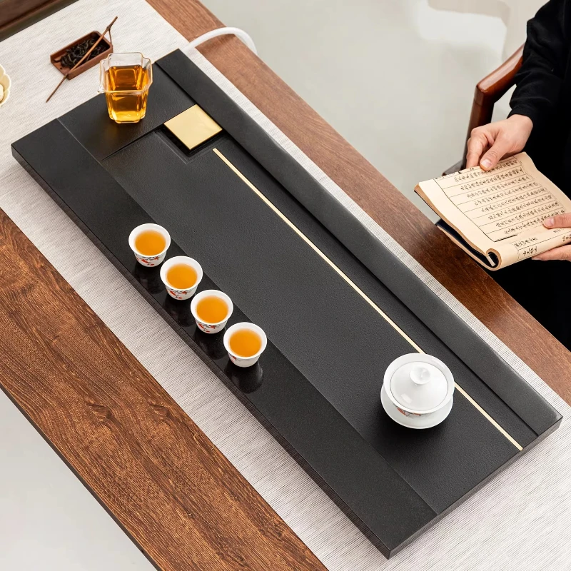 Indoor Tea Tray Accessories Gongfu Supplies Rectangular Luxury Tea Tray Decorative Tea Stone bandeja madera Rectangular Tray