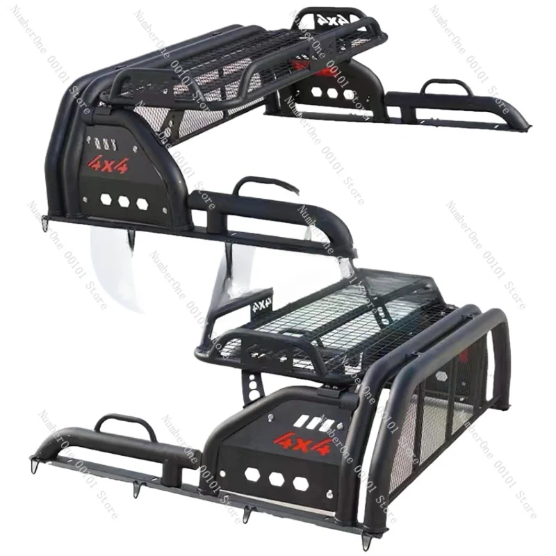 Custom Black Sports Roll Bar 4x4 Pickup Truck Roll Bar With Luggage Basket For Different Car Models