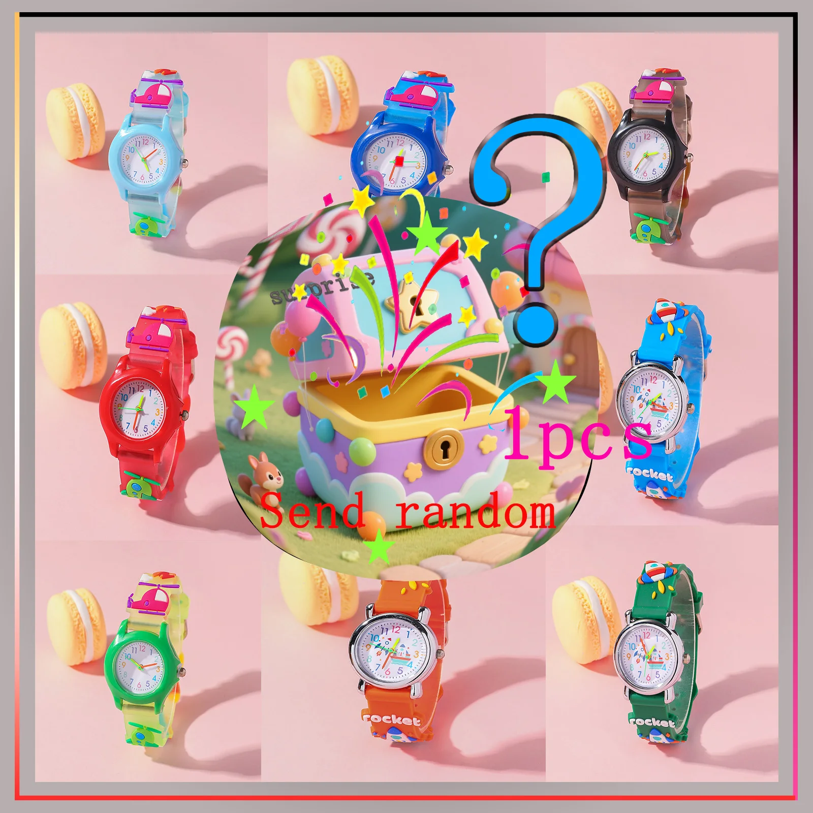 

Модная слепая коробка; высококачественные силиконовые модные часы с вертолетом ярких цветов с 3D узором; Подарок на Хэллоуин; Подарок на день рождения осень