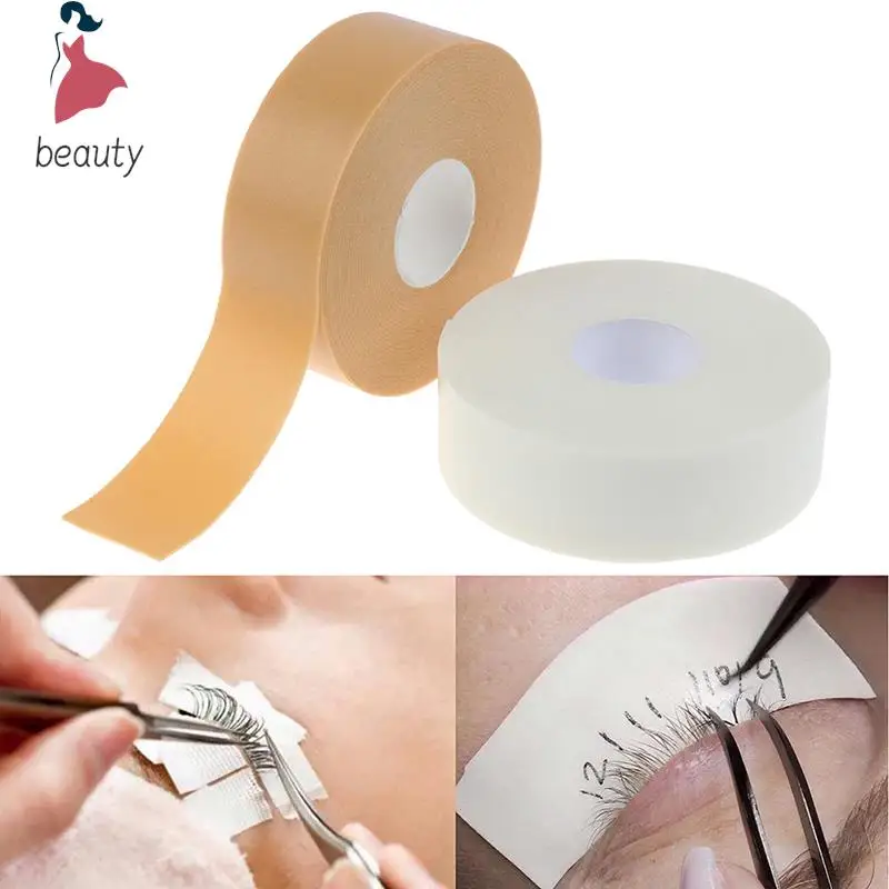 1 rollo de extensión de pestañas postizas, sin parche, almohadillas para los ojos, papel blanco/cinta desnuda debajo de las almohadillas para los ojos, accesorios de maquillaje