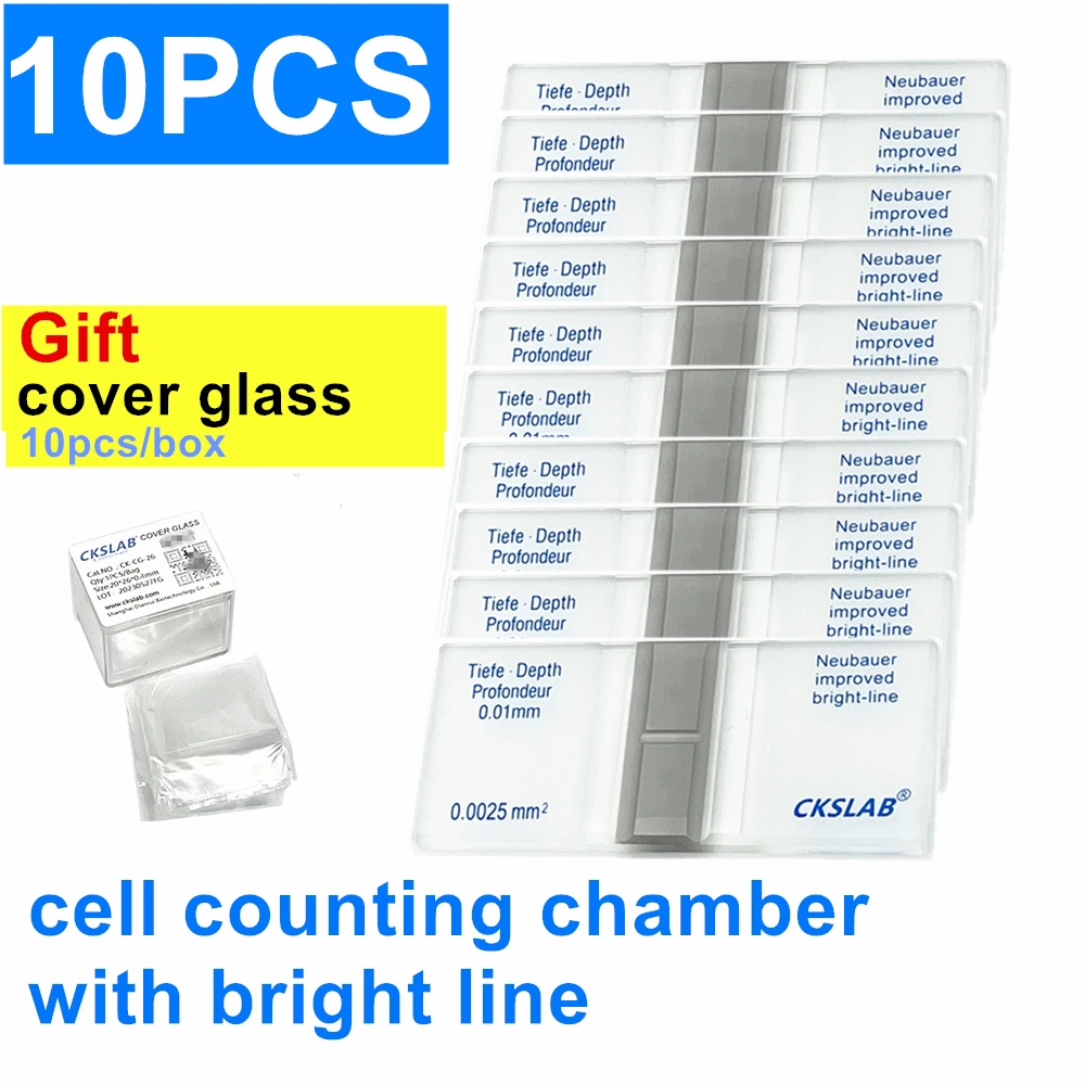 10Pcs Hemocytometer Blood Cell Counting Chamber with Bright Line for Lab Study