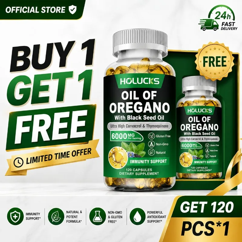 Oregano Oil Supplements, with Black Seed Oil, Gelatin, Support Immune Defense, Digestive Ease & Respiratory Comfort