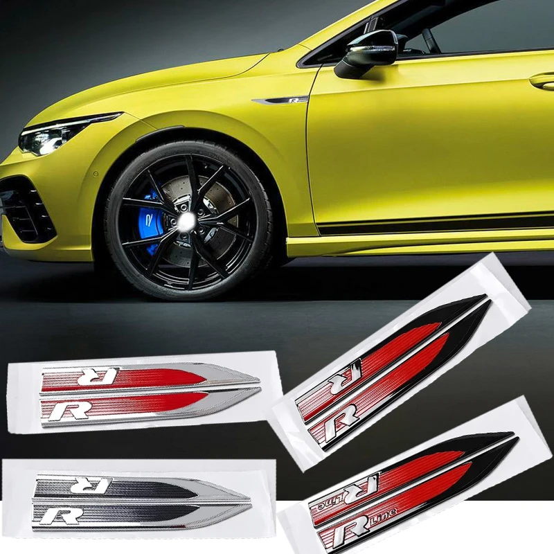 Pegatina con Logotipo para Coche VOLKSWAGEN Rline Golf Passat Tiguan Jetta Atlas Eos Caddy Beetle GTD CC MK3 Magotan, Emblema para Guardabarros Lateral