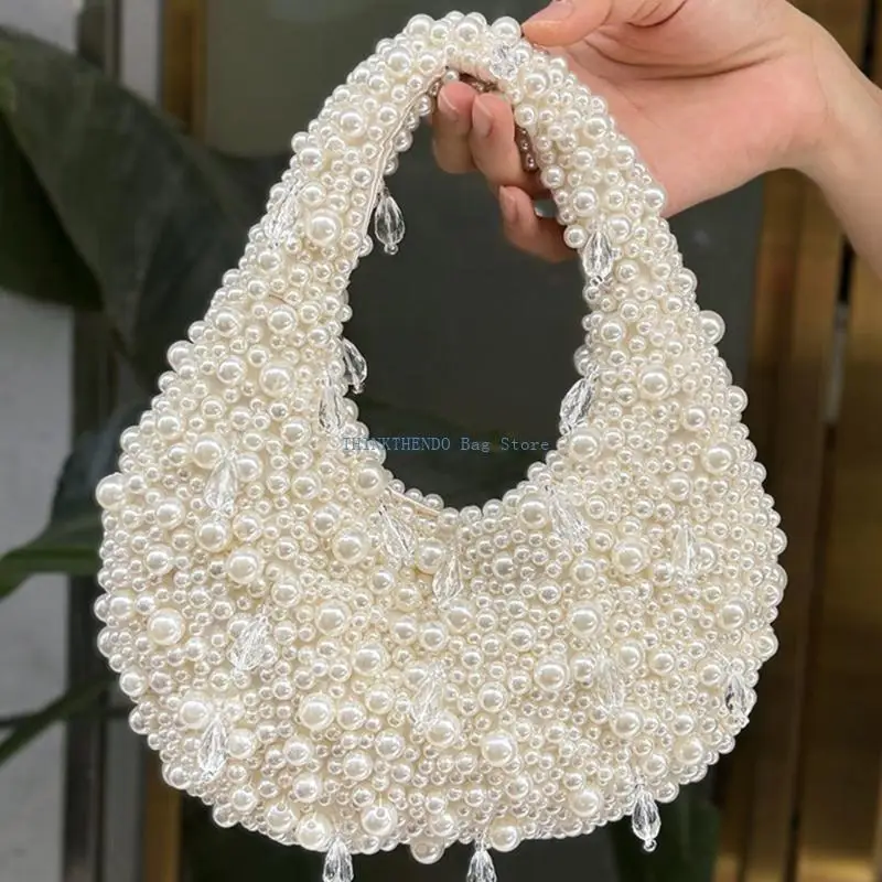 محفظة مسائية عصرية مزينة باللؤلؤ الصناعي 340D، منظم مقصورة منظم من مادة PVC قابلة للتنفس