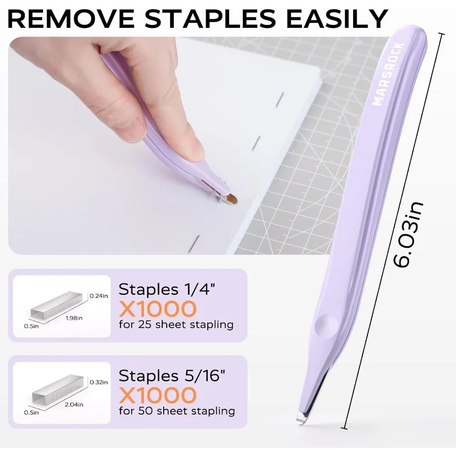 Grampeador sem esforço para mesa com capacidade de 4050 folhas, 2000 grampos, 1 toque, ergonômico e fácil de carregar, grampo de mesa hea