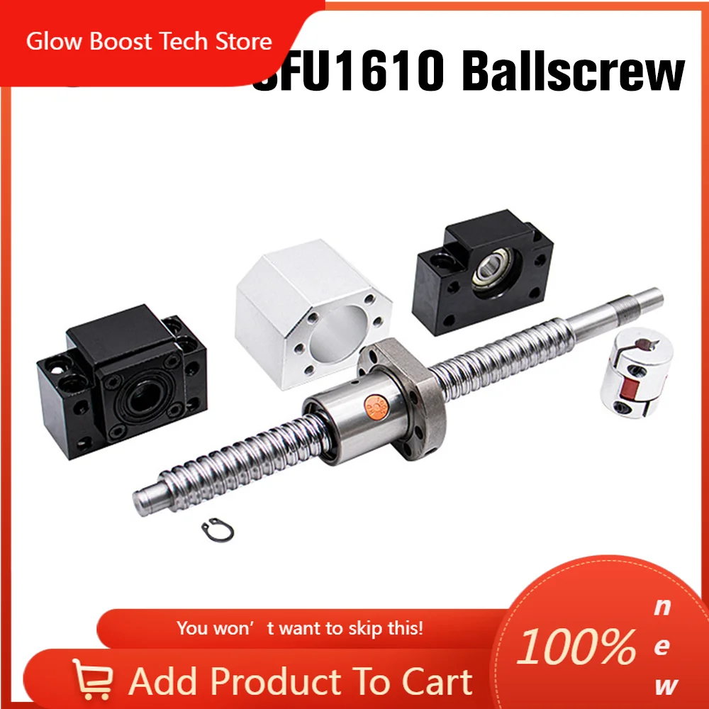 

GBHLTNC 1Pcs 16mm Lead 10mm 1610 CNC Rolled BallScrew With SFU1610 Single Nut + BKBF12 End Support + DSG16H Housing + Coupling