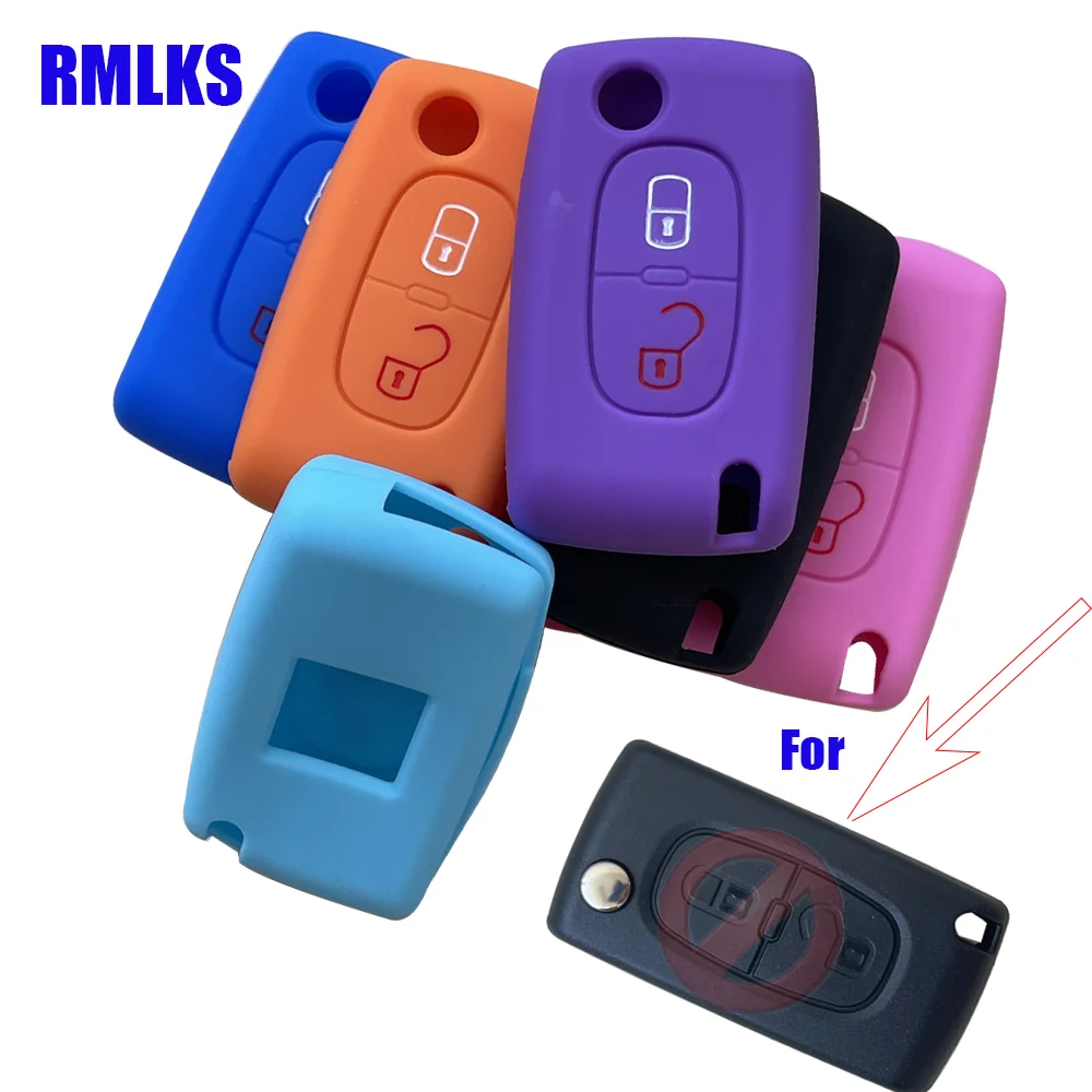 2 Buttons Silicone Car Key Case For Peugeot 207 307 308 407 408 For Citroen C3 C4 C4L C5 C6 Protector Cover