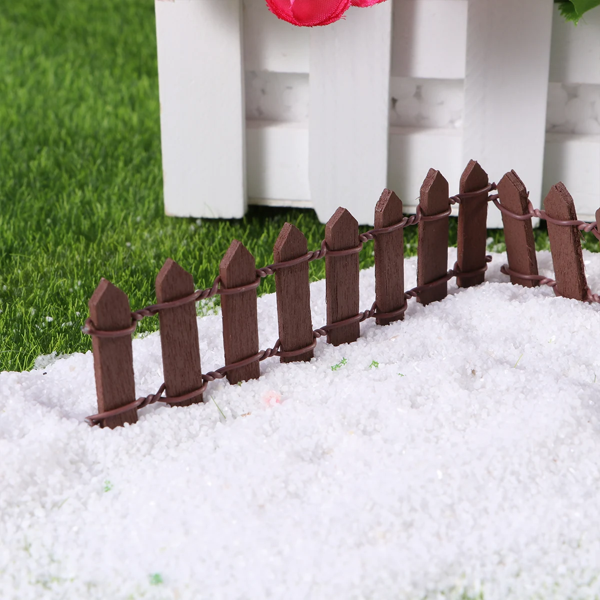 

10 Pcs Christmas Decorations Plant Accessories Picket Fence Wood Mini Manual