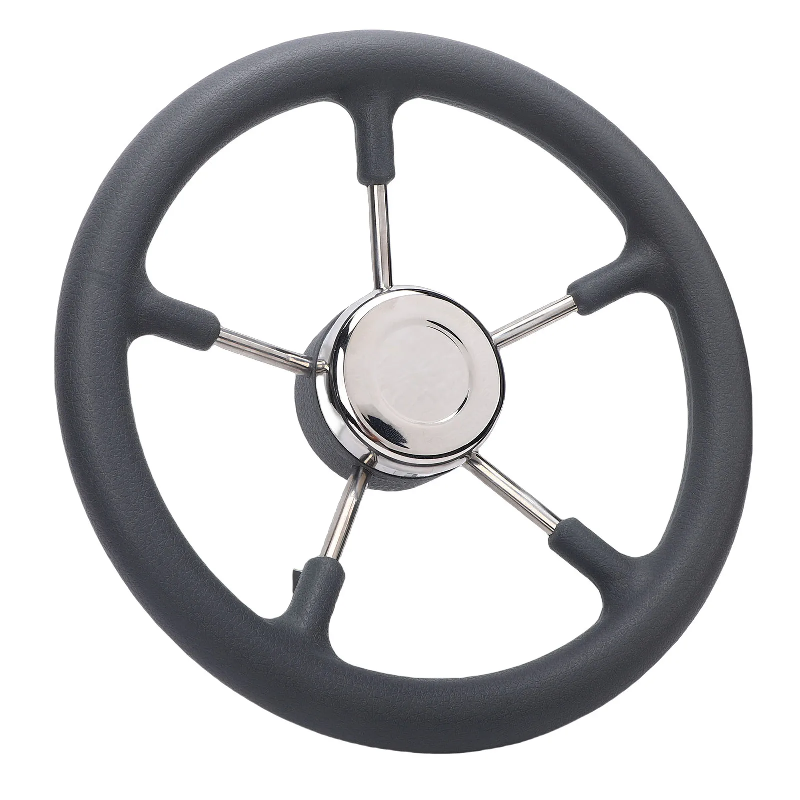 

5 Spoke Steering Wheel 13 Inch Stainless Steel Boat Steering Wheel with Foam Grip 5 Spoke 15 Degree Angle for Boat Yacht
