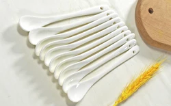 10-piece set, plain white bone china, small teaspoon tea spoon, mini ceramic coffee spoons, coffee scoops, for ice cream