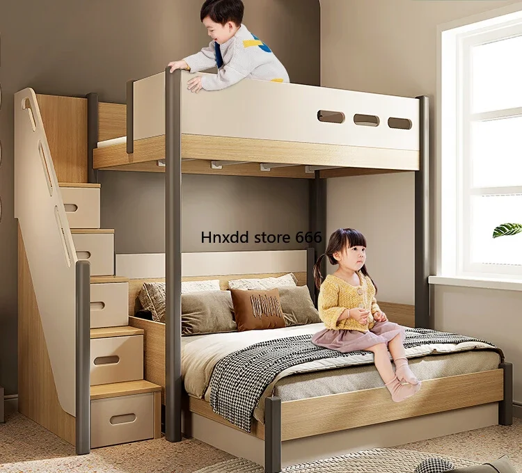 Children's staggered 1.8-meter upper and lower bunk bed small apartment