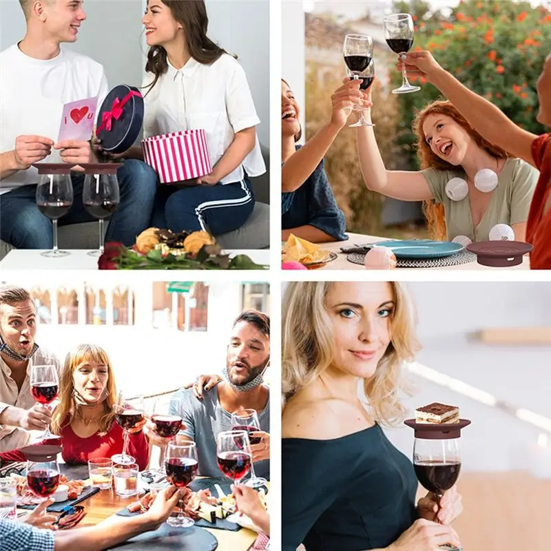 Wine Glass Covers 4Pcs Silicone Glasses Snacks Trays Charcuterie Toppers For Restaurants Bars Parties Gathering