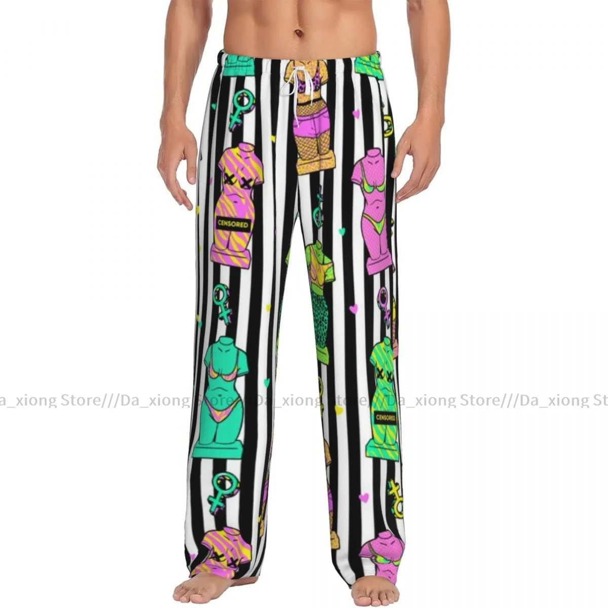 Men's Sleepwear Loose Sleep Pants Pajamas Ancient Sculpture In Psychedelic Cosmic Style Long Lounge Bottoms Casual Homewear