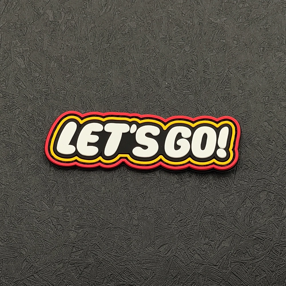 

"LET'S GO!" Comic Style Embroidered Patch – High-Energy Motivational Patch Bold Red Yellow Border for Tactical Backpacks