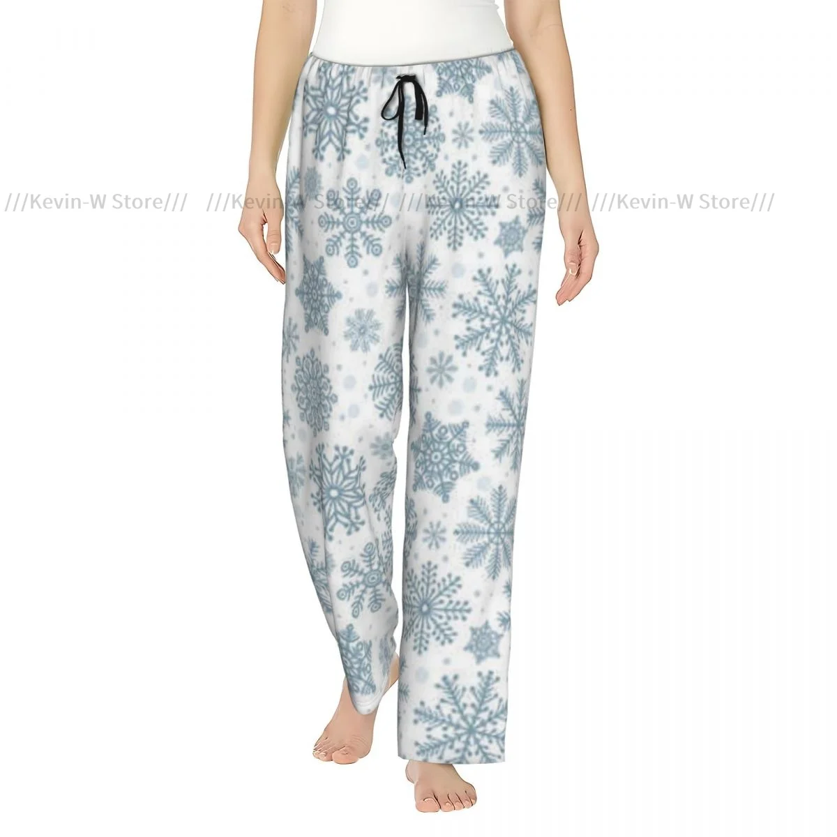 

Women Merry Xmas Theme Delicate Snowflakes Cold Freezing Flannel Pajama Pants Soft Warm Sleep Pants Cozy Winter Loungewear