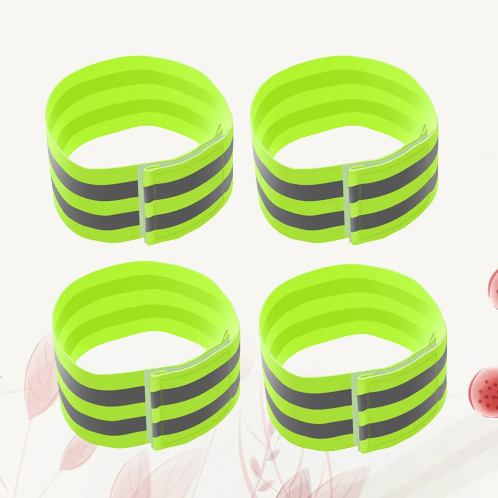 

4 pcs Reflective Armband Luminous Armlet For Night Running Outdoor Sports Safety Gear Fluorescent Green Camping Hiking Accessory