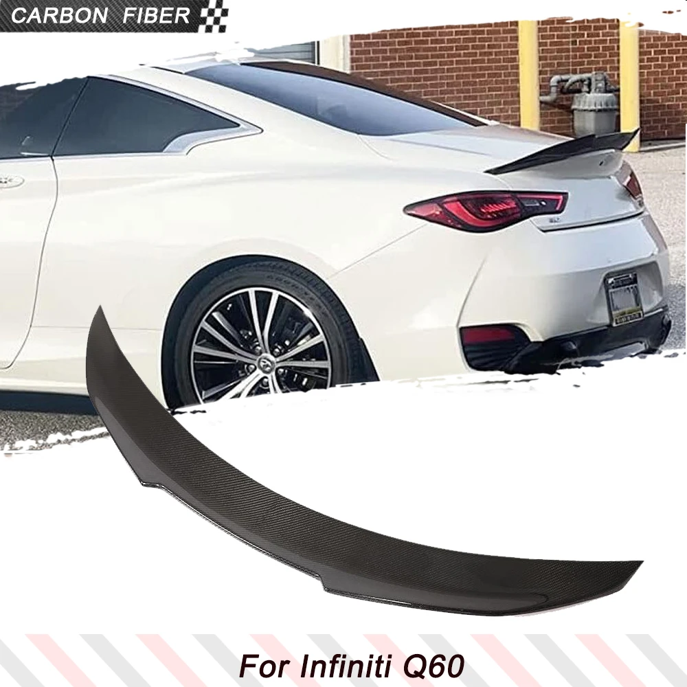 

Carbon Fiber Car Rear Trunk Racing Spoiler for Infiniti Q60 Q60S Coupe 2017-2023 Car Rear Boot Lid Highkick Wing Lip Body Kits